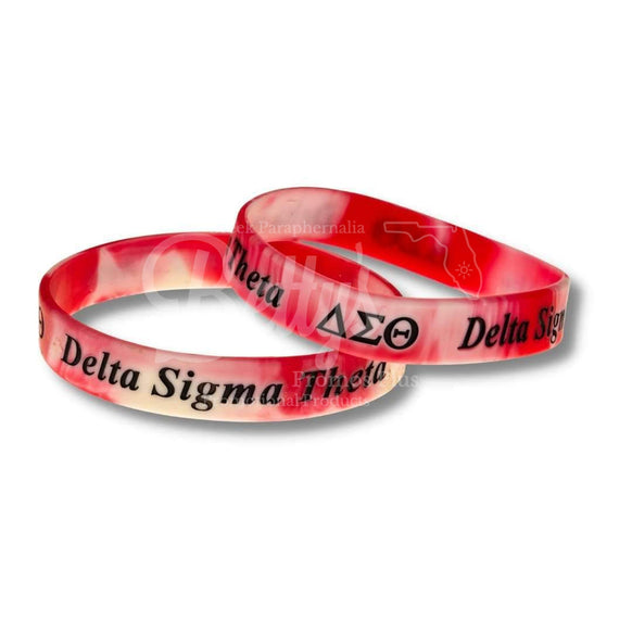 Delta Sigma Theta ΔΣΘ Silicone Rubber Wristband BraceletRed Marbled-Betty's Promos Plus Greek Paraphernalia