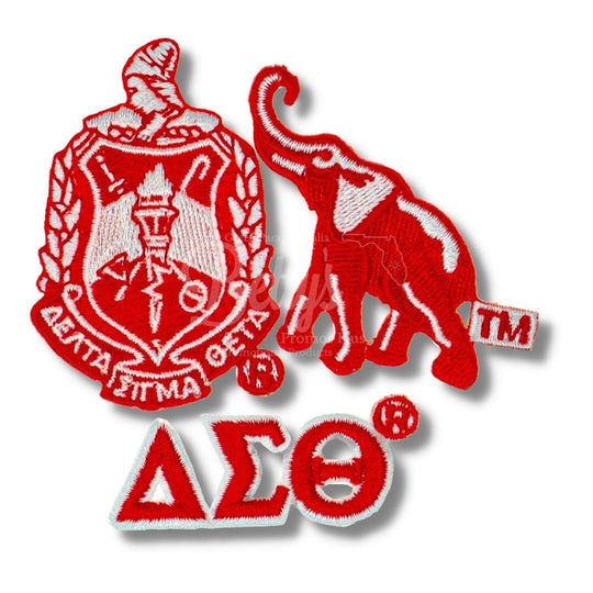 Delta Sigma Theta ΔΣΘ Stick-On Embroidered Patch SetShield-Betty's Promos Plus Greek Paraphernalia