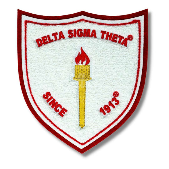 Delta Sigma Theta ΔΣΘ Torch Embroidered Iron-On Chenille PatchRed-Betty's Promos Plus Greek Paraphernalia