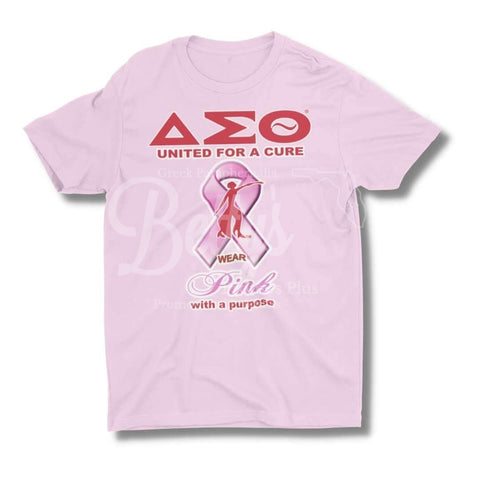 Delta Sigma Theta ΔΣΘ "United For a Cure: Wear Pink with a Purpose" Screen Printed Sorority Greek T-ShirtPink-Small-Betty's Promos Plus Greek Paraphernalia