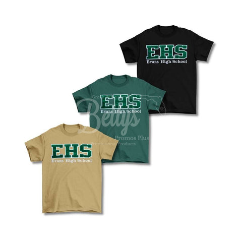 Evans High School Double Stitched Applique Embroidered T-Shirt-Betty's Promos Plus Greek Paraphernalia