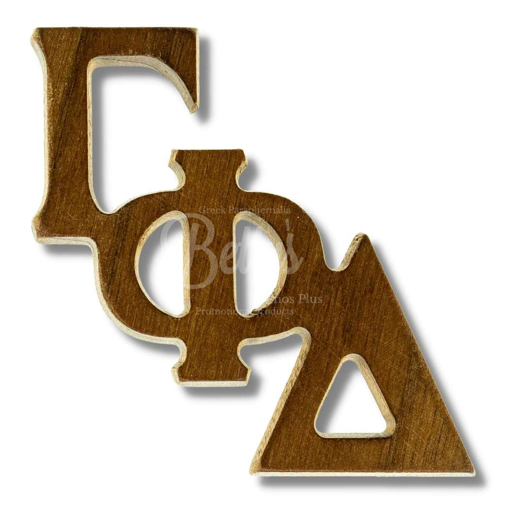 Gamma Phi Delta ΓΦΔ Greek Letters Wooden Lapel PinLarge-Betty's Promos Plus Greek Paraphernalia