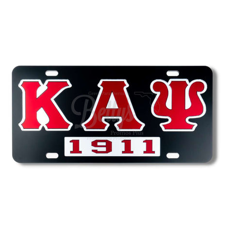 Kappa Alpha Psi ΚΑΨ "1911" Greek Letters Acrylic Mirrored Laser Engraved Auto Tag License PlateBlack-Betty's Promos Plus Greek Paraphernalia