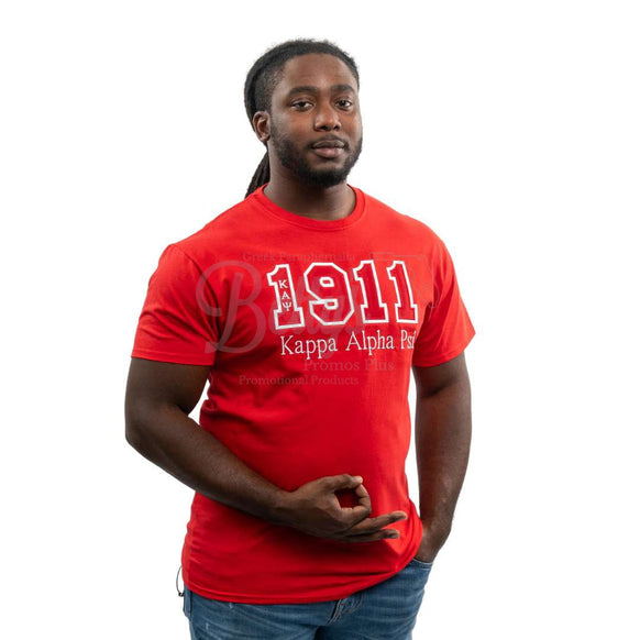 Kappa Alpha Psi ΚΑΨ 1911 Script Double Stitched Appliqué Embroidered Line T-Shirt-Betty's Promos Plus Greek Paraphernalia