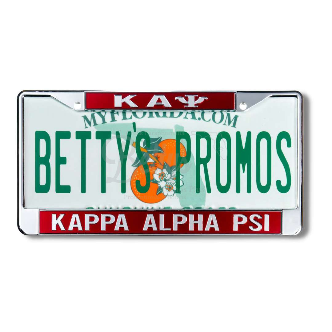 Kappa Alpha Psi ΚΑΨ Acrylic Mirror Laser Engraved Auto Tag License Plate FrameRed Top-Red Bottom-Betty's Promos Plus Greek Paraphernalia