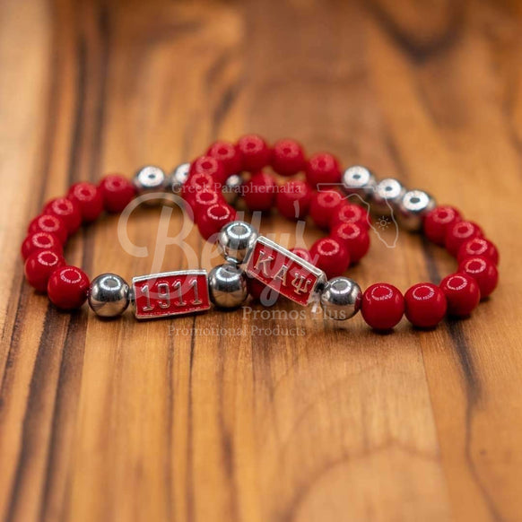 Kappa Alpha Psi ΚΑΨ Diggs Beaded BraceletRed-Betty's Promos Plus Greek Paraphernalia