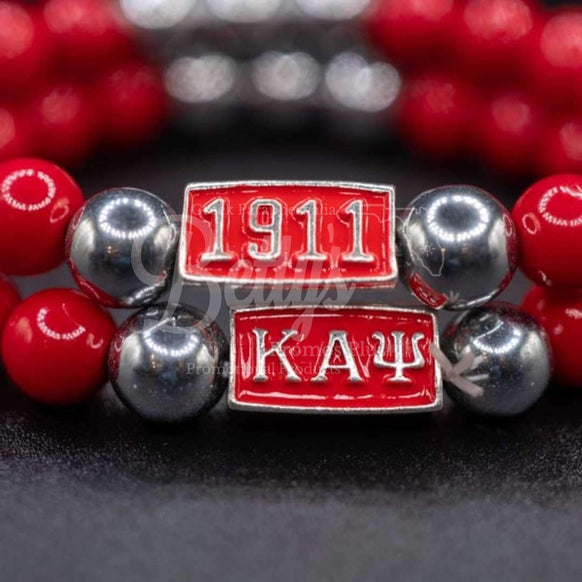 Kappa Alpha Psi ΚΑΨ Diggs Beaded BraceletRed-Betty's Promos Plus Greek Paraphernalia