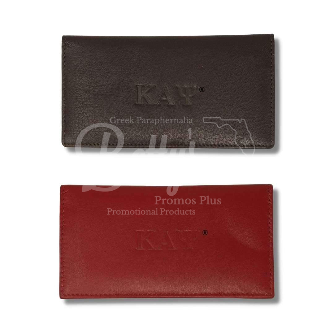 Kappa Alpha Psi ΚΑΨ Embossed Leather Checkbook Holder Wallet-Betty's Promos Plus Greek Paraphernalia