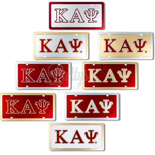 Kappa Alpha Psi ΚΑΨ Greek Letters Acrylic Mirrored Laser Engraved Auto Tag License Plate-Betty's Promos Plus Greek Paraphernalia