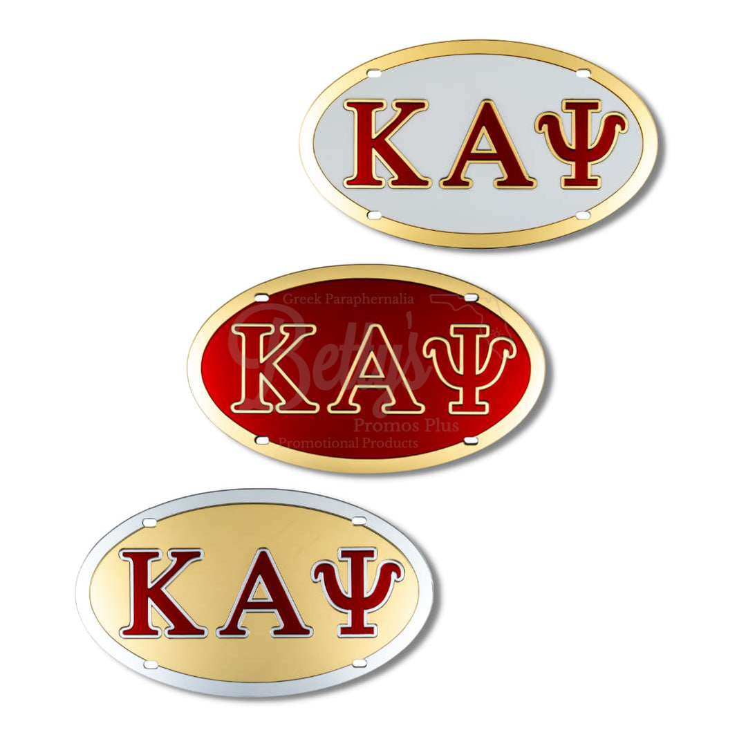 Kappa Alpha Psi KAΨ Letter Trim Acrylic Laser Engraved Oval Auto Tag License Plate-Betty's Promos Plus Greek Paraphernalia