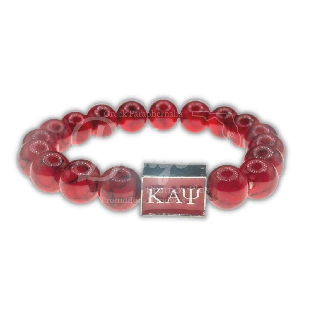 Kappa Alpha Psi ΚΑΨ Marbled Beaded BraceletRed-Betty's Promos Plus Greek Paraphernalia