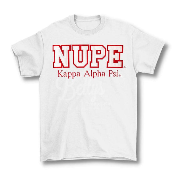 Kappa Alpha Psi ΚΑΨ NUPE Double Stitched Appliqué Embroidered Line T-ShirtWhite-Small-Betty's Promos Plus Greek Paraphernalia