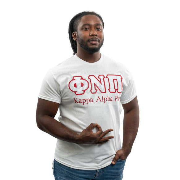 Kappa Alpha Psi ΚΑΨ ΦΝΠ Double Stitched Appliqué Embroidered Line T-Shirt-Betty's Promos Plus Greek Paraphernalia