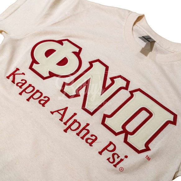 Kappa Alpha Psi ΚΑΨ ΦΝΠ Double Stitched Appliqué Embroidered Line T-Shirt-Betty's Promos Plus Greek Paraphernalia