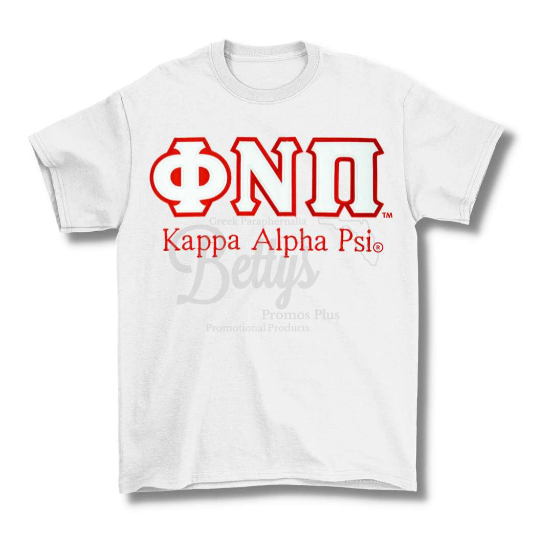 Kappa Alpha Psi ΚΑΨ ΦΝΠ Double Stitched Appliqué Embroidered Line T-ShirtCream-Small-Betty's Promos Plus Greek Paraphernalia