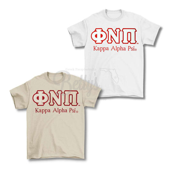 Kappa Alpha Psi ΚΑΨ ΦΝΠ Double Stitched Appliqué Embroidered Line T-Shirt-Betty's Promos Plus Greek Paraphernalia