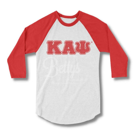 Kappa Alpha Psi ΚΑΨ Raglan Sleeve Screen Printed T-ShirtRed-Small-Betty's Promos Plus Greek Paraphernalia