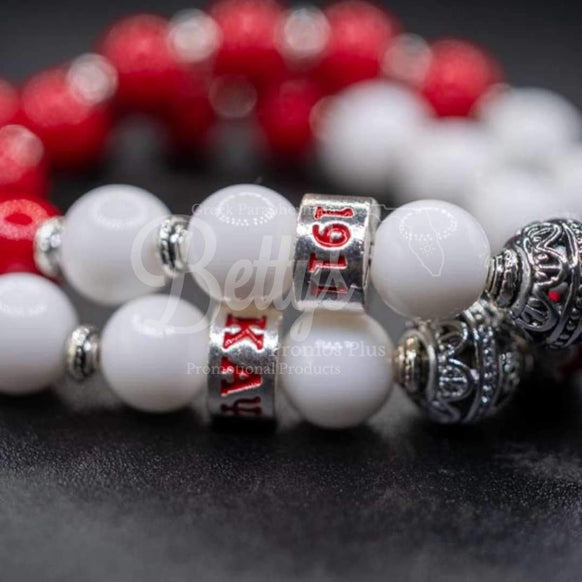 Kappa Alpha Psi ΚΑΨ Royalty Beaded BraceletRed-Betty's Promos Plus Greek Paraphernalia