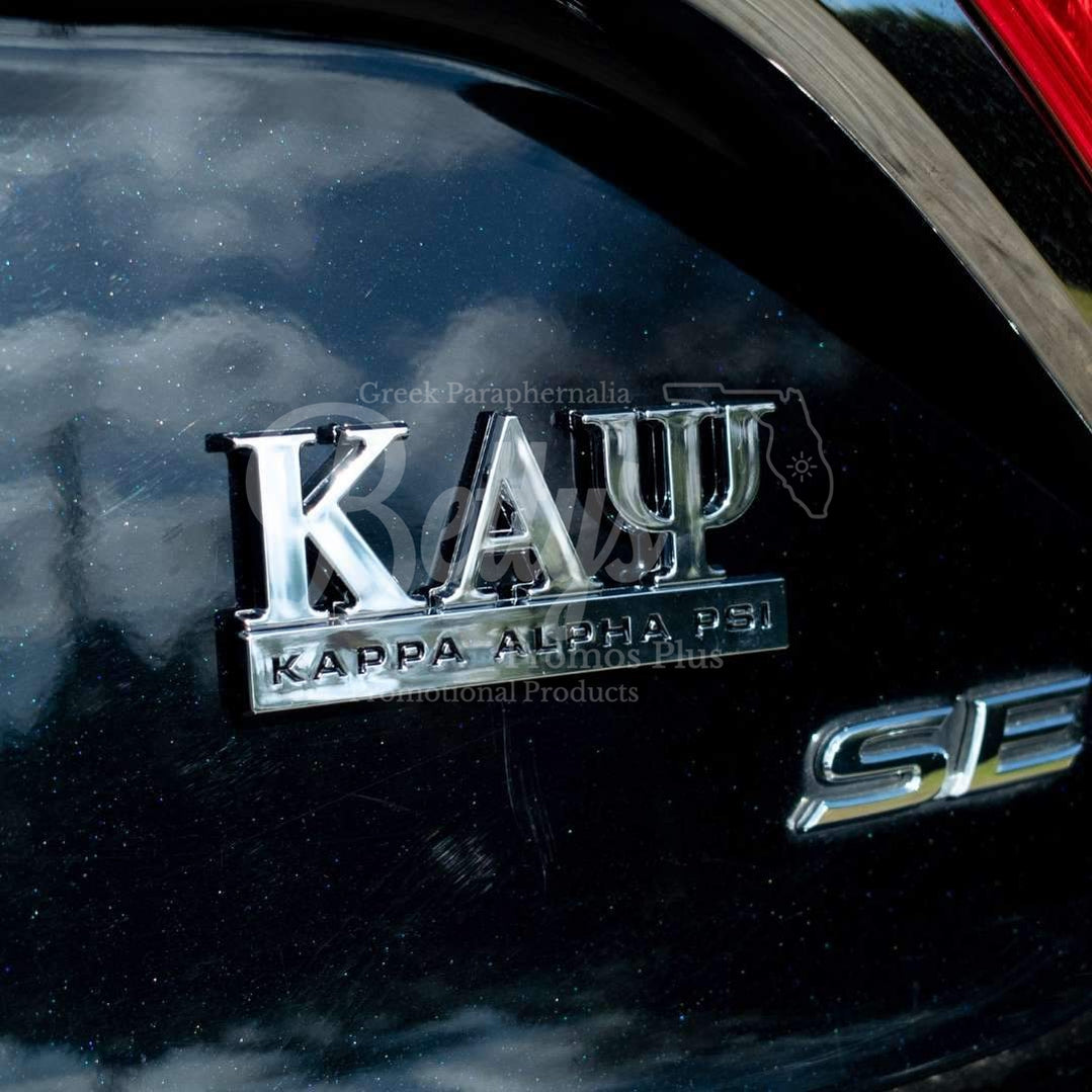 Kappa Alpha Psi Large ΚΑΨ Greek Letters Chrome Car Auto Emblem Sticker DecalSilver-Betty's Promos Plus Greek Paraphernalia
