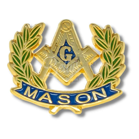 Mason Freemason Masonic Shield Laurel Wreath Lapel PinGold-Betty's Promos Plus Greek Paraphernalia