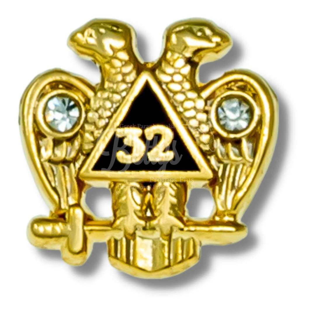 Mason Masonic Scottish Rite 32nd Degree Freemason Lapel PinGold-Betty's Promos Plus Greek Paraphernalia