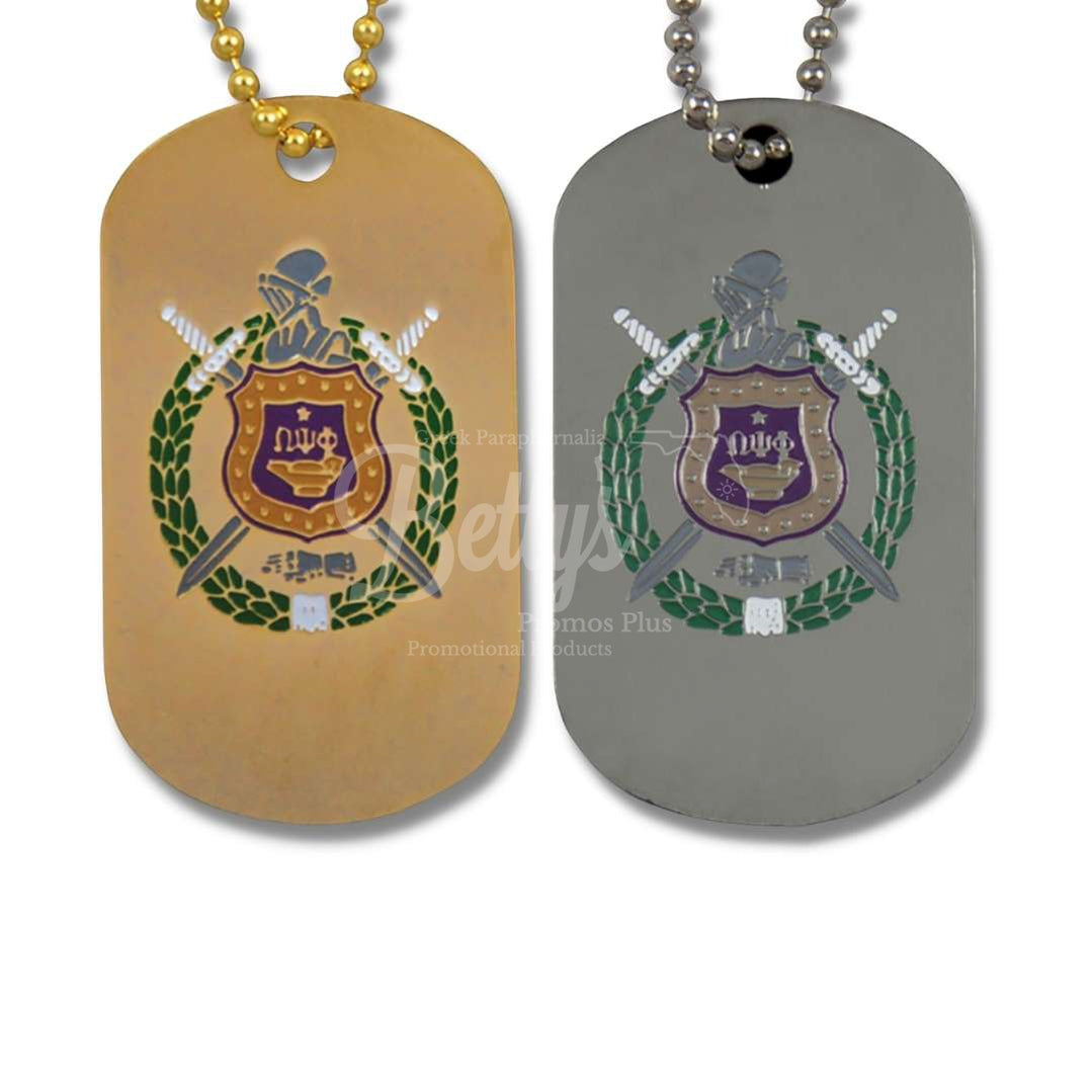 Omega Psi Phi Double Sided ΩΨΦ Greek Letters and Shield Fraternity Dog Tag-Betty's Promos Plus Greek Paraphernalia