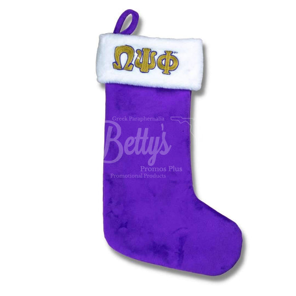 Omega Psi Phi ΩΨΦ Christmas StockingPurple-Betty's Promos Plus Greek Paraphernalia