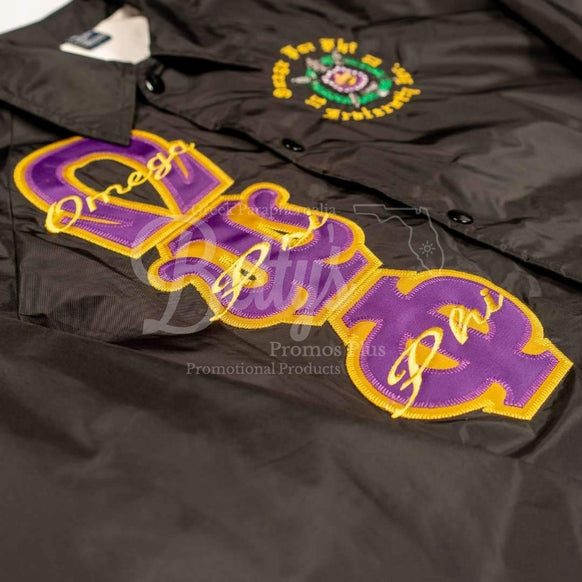 Omega Psi Phi ΩΨΦ Double-Stitched Embroidered Windbreaker Greek Line Jacket-Betty's Promos Plus Greek Paraphernalia