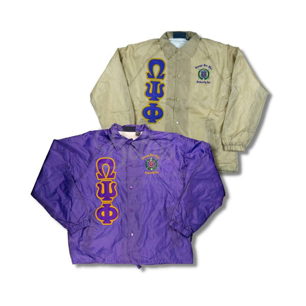 Omega Psi Phi Double Stitched Embroidered Windbreaker Greek Line J