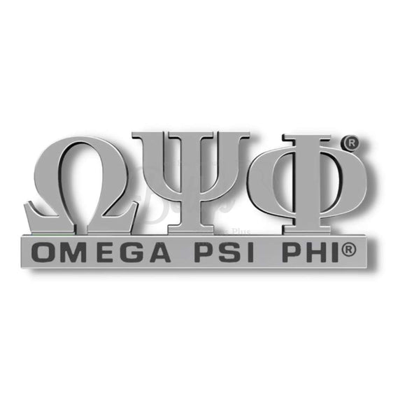 Omega Psi Phi ΩΨΦ Greek Letters Chrome Car Auto Emblem Sticker DecalSilver-Betty's Promos Plus Greek Paraphernalia