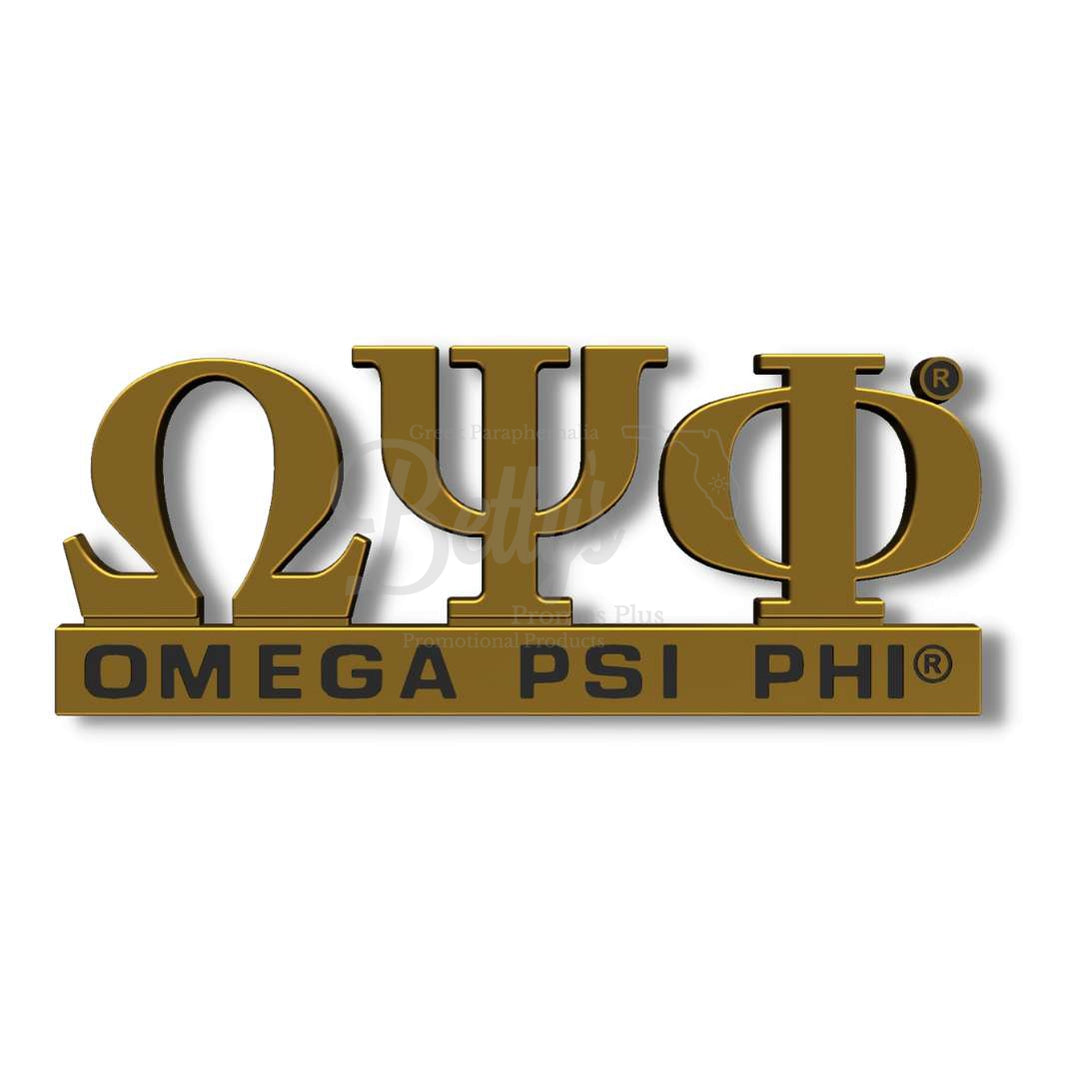 Omega Psi Phi ΩΨΦ Greek Letters Chrome Car Auto Emblem Sticker DecalGold-Betty's Promos Plus Greek Paraphernalia