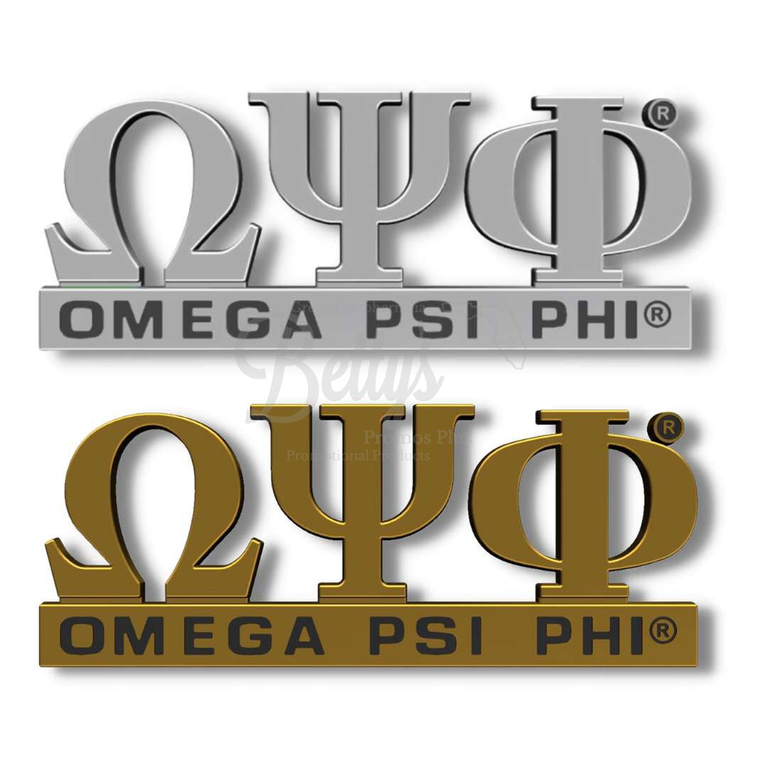 Omega Psi Phi ΩΨΦ Greek Letters Chrome Car Auto Emblem Sticker Decal-Betty's Promos Plus Greek Paraphernalia