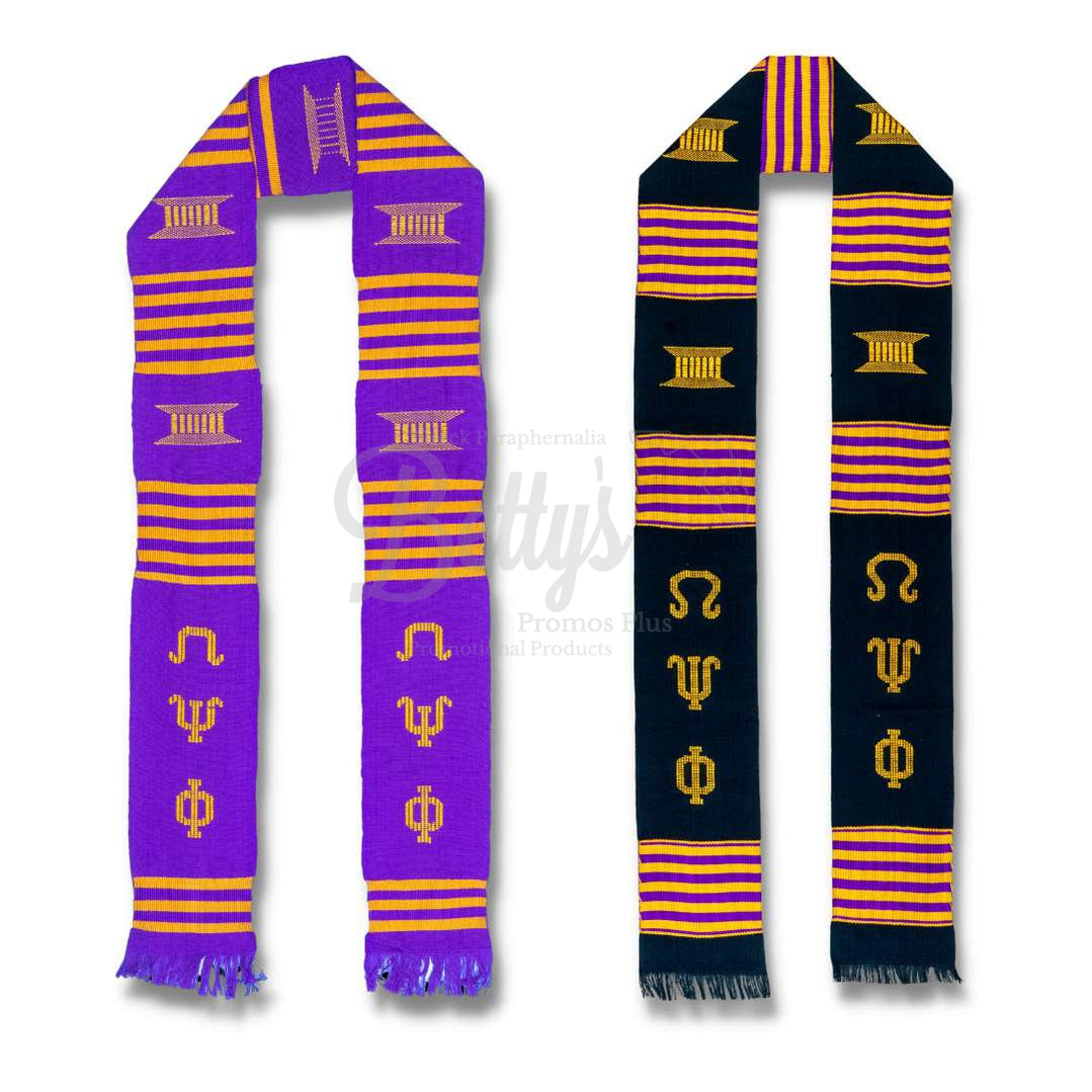 Omega Psi Phi ΩΨΦ Greek Letters Kente Cloth Graduation Stole-Betty's Promos Plus Greek Paraphernalia