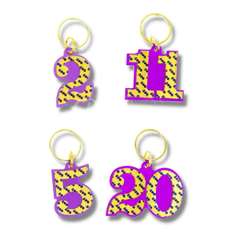 Omega Psi Phi ΩΨΦ Line Number Mirrored Acrylic Keychain-Betty's Promos Plus Greek Paraphernalia