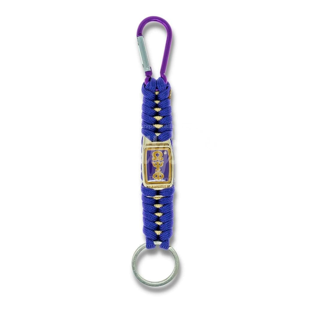 Omega Psi Phi ΩΨΦ Paracord Keychain with Carabiner & Utility Ring HookPurple-Betty's Promos Plus Greek Paraphernalia