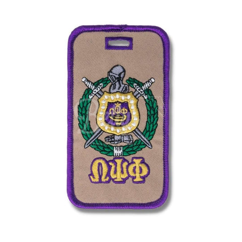 Omega Psi Phi ΩΨΦ Shield Embroidered Luggage TagGold-Betty's Promos Plus Greek Paraphernalia