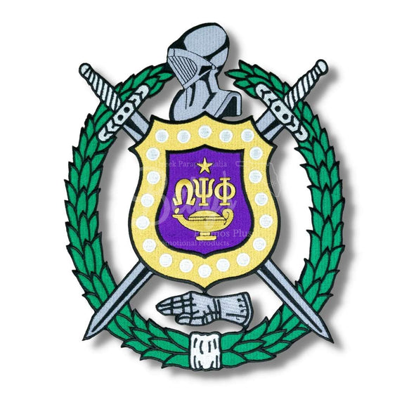Omega Psi Phi ΩΨΦ Shield Iron-on Embroidery PatchLarge - 10