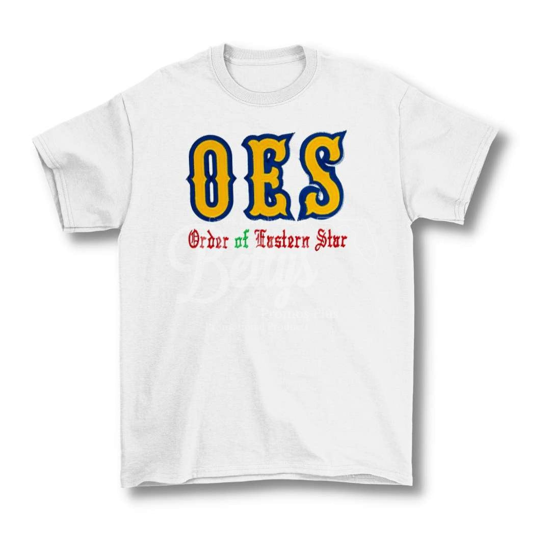 Order of Eastern Star OES Double Stitched Embroidered T-ShirtWhite-Small-Betty's Promos Plus Greek Paraphernalia