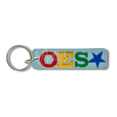 Order of Eastern Star OES Horizontal Acrylic KeychainSilver-Betty's Promos Plus Greek Paraphernalia
