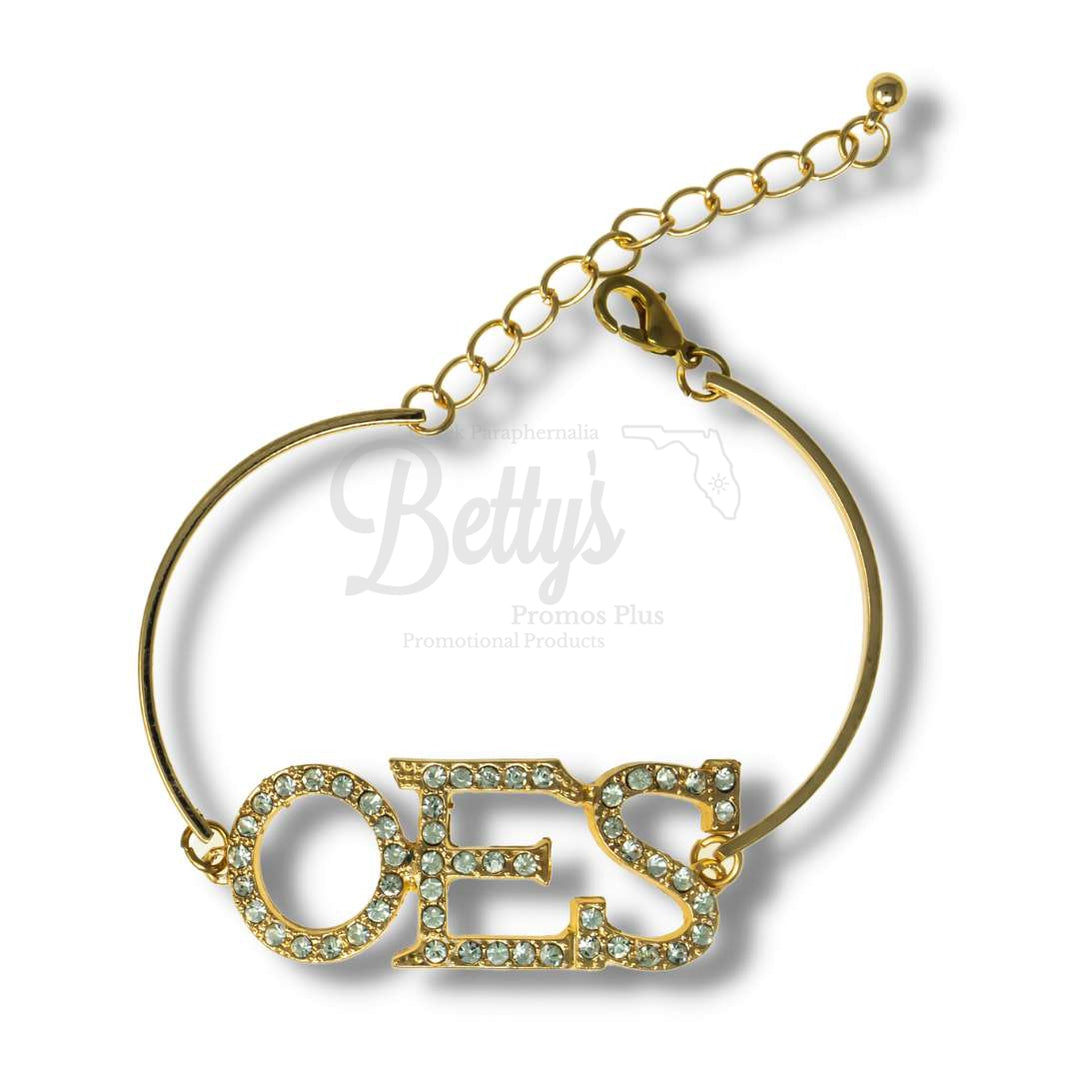 Order of Eastern Star OES Letters Rhinestone Crystal BraceletGold-Betty's Promos Plus Greek Paraphernalia