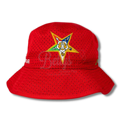 Order of Eastern Star Shield Embroidered Bucket HatRed-Small - 58cm-Betty's Promos Plus Greek Paraphernalia