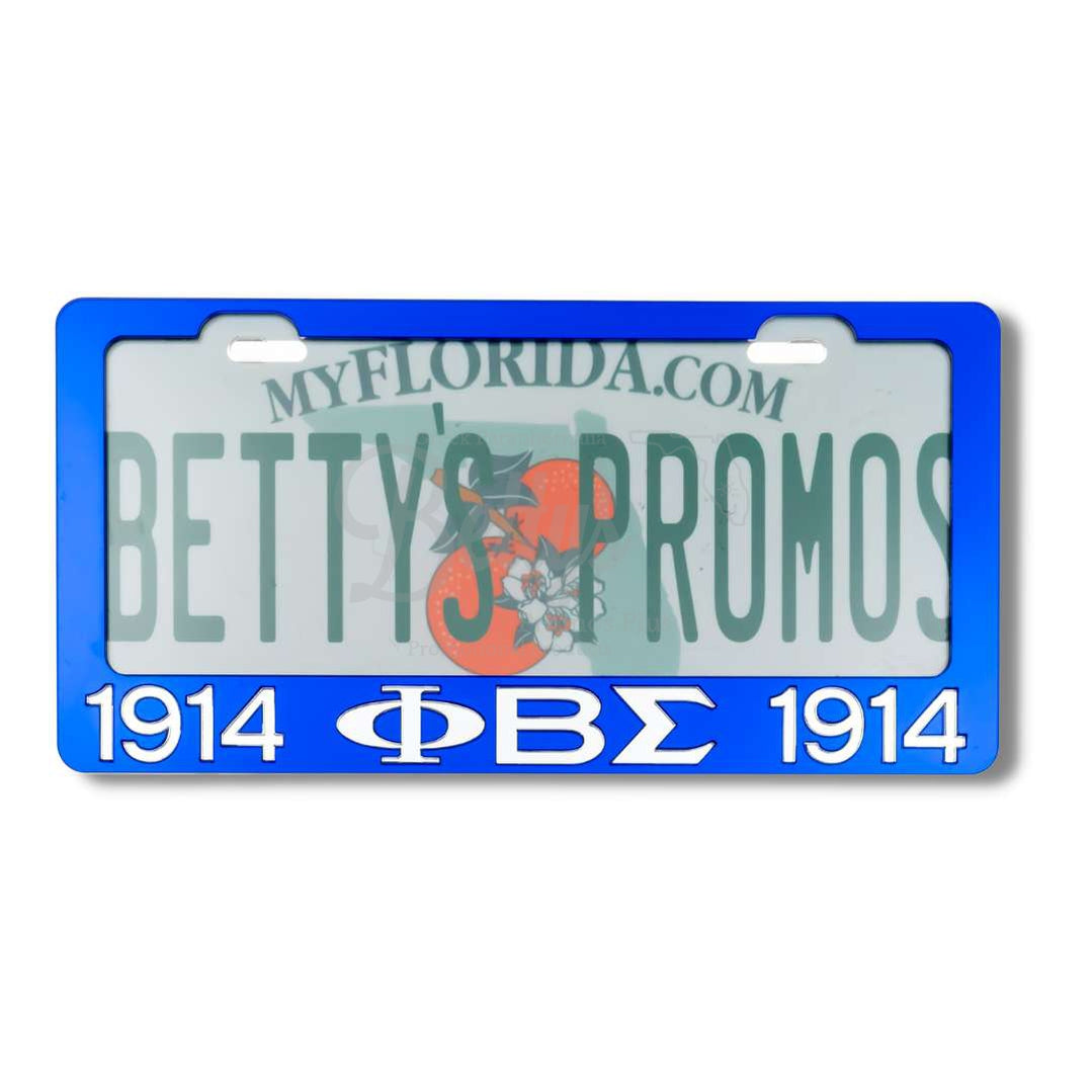 Phi Beta Sigma ΦΒΣ Acrylic Mirror Laser Engraved Auto Tag License Plate FrameBlue-Betty's Promos Plus Greek Paraphernalia