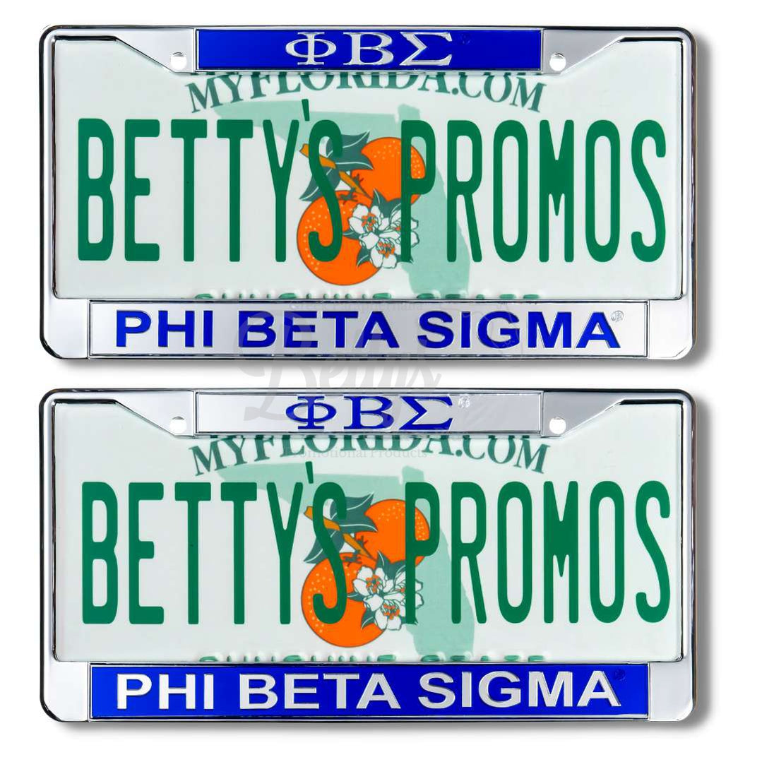 Phi Beta Sigma ΦΒΣ Acrylic Mirror Metal Laser Engraved Auto Tag License Plate Frame-Betty's Promos Plus Greek Paraphernalia