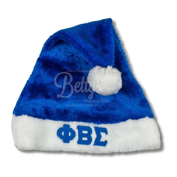 Phi Beta Sigma ΦΒΣ Embroidered Greek Letters Deluxe Santa HatBlue-Without Lining-Betty's Promos Plus Greek Paraphernalia