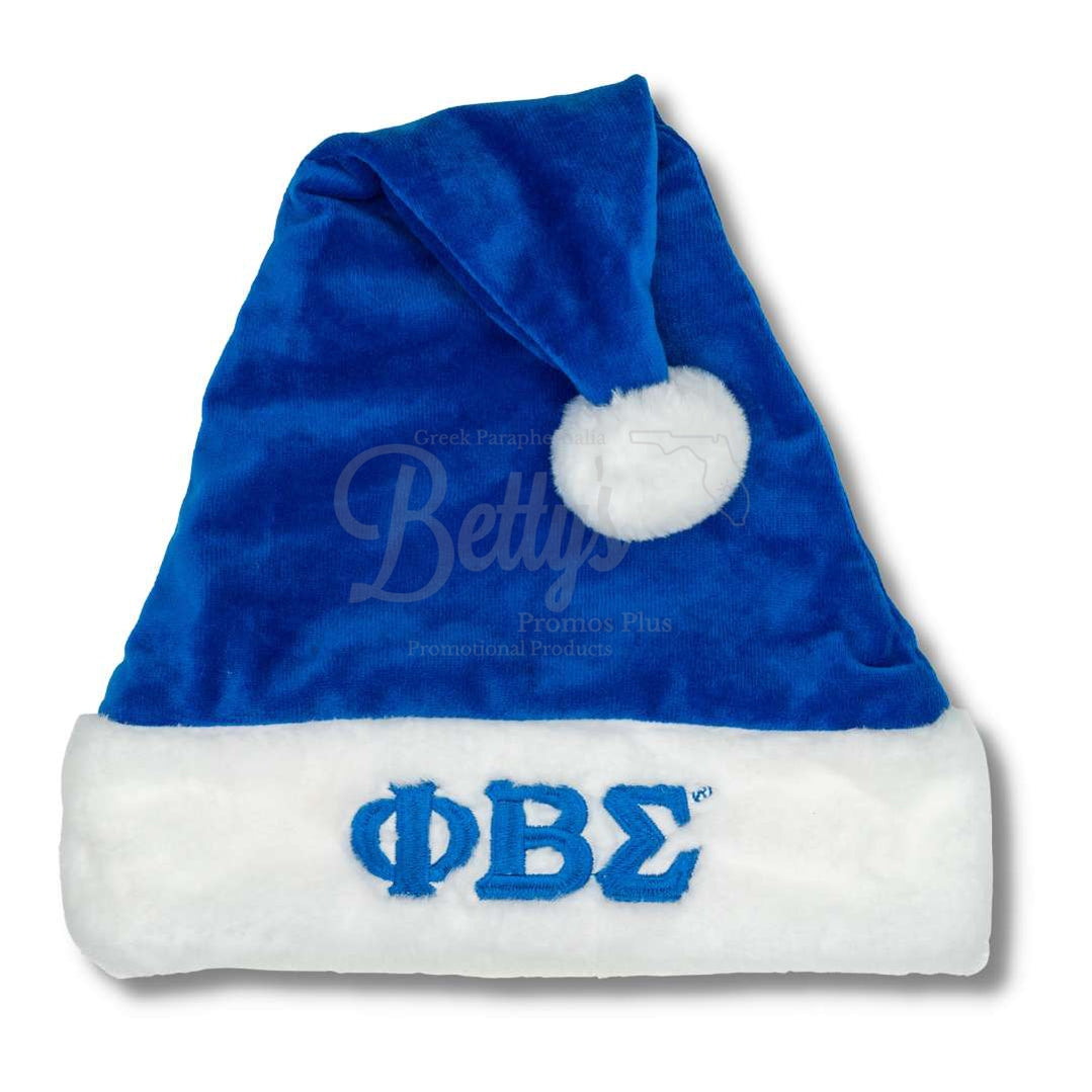Phi Beta Sigma ΦΒΣ Embroidered Greek Letters Deluxe Santa HatBlue-With Lining-Betty's Promos Plus Greek Paraphernalia