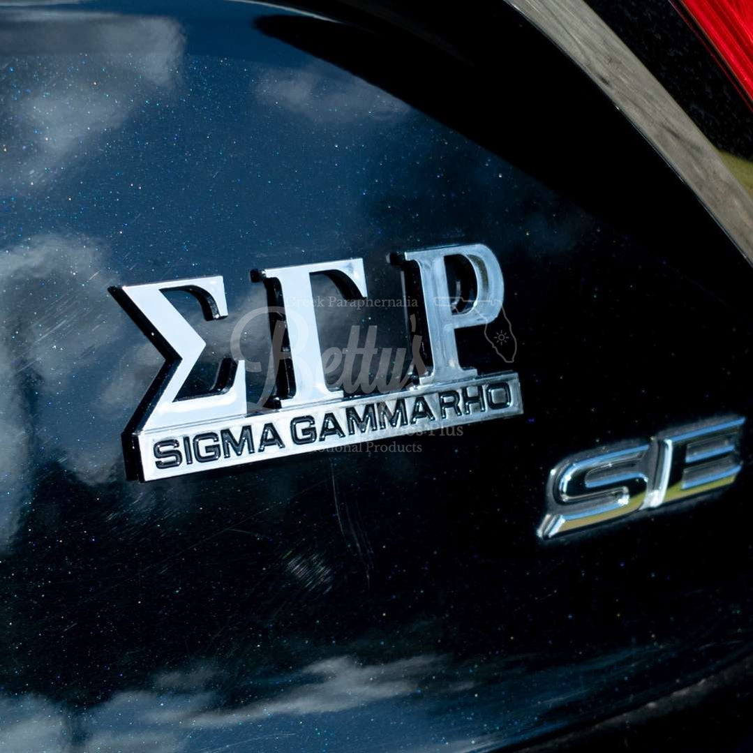 Sigma Gamma Rho ΣΓΡ Greek Letters Chrome Car Auto Emblem Sticker DecalSilver-Betty's Promos Plus Greek Paraphernalia