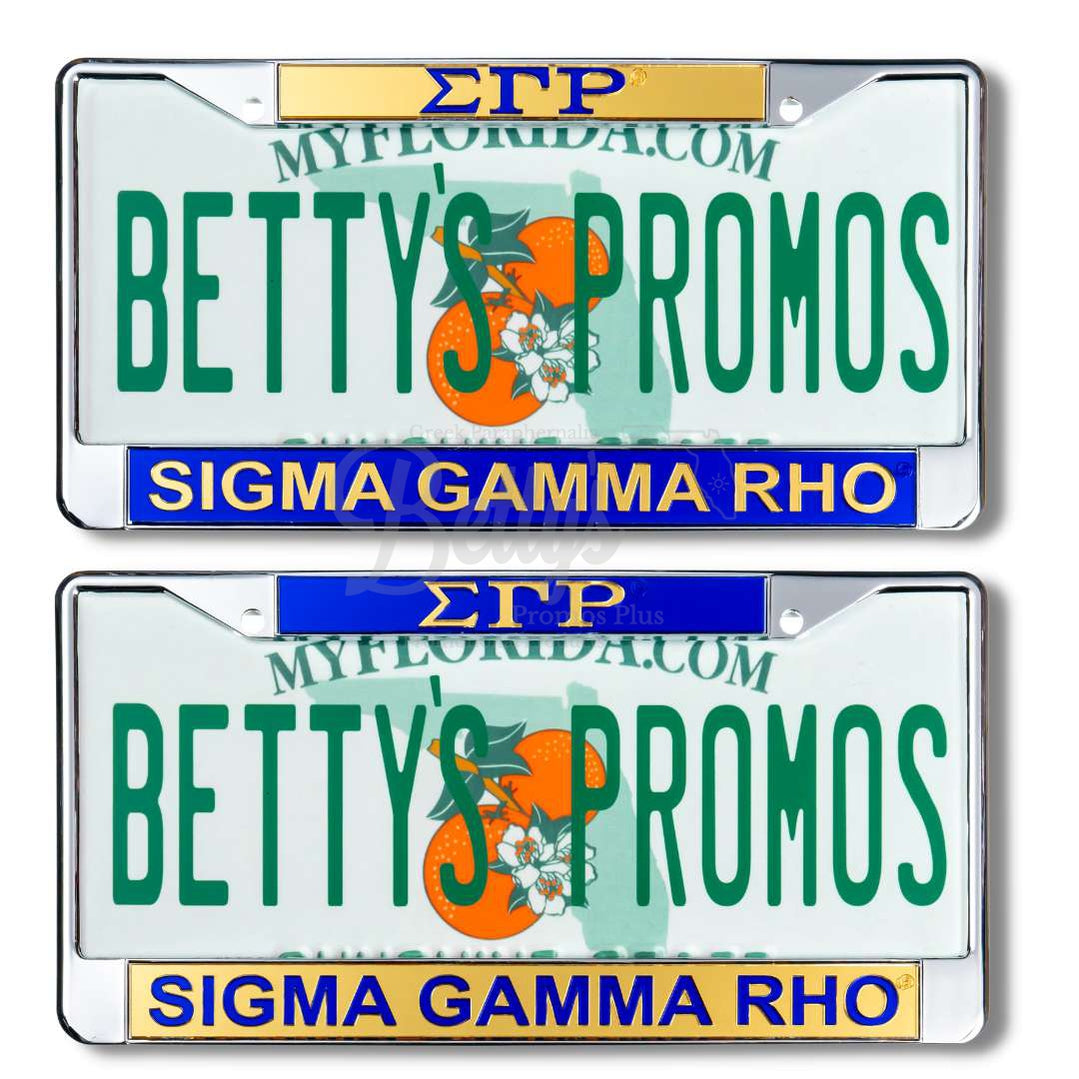 Sigma Gamma Rho ΣΓΡ Metal Auto Tag Frame SGRho Car License Plate Frame-Betty's Promos Plus Greek Paraphernalia