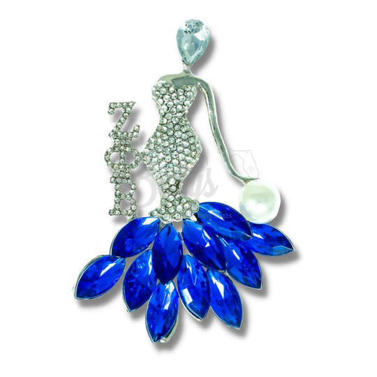 Zeta Phi Beta ΖΦΒ Classy Lady Rhinestone PinBlue-Betty's Promos Plus Greek Paraphernalia