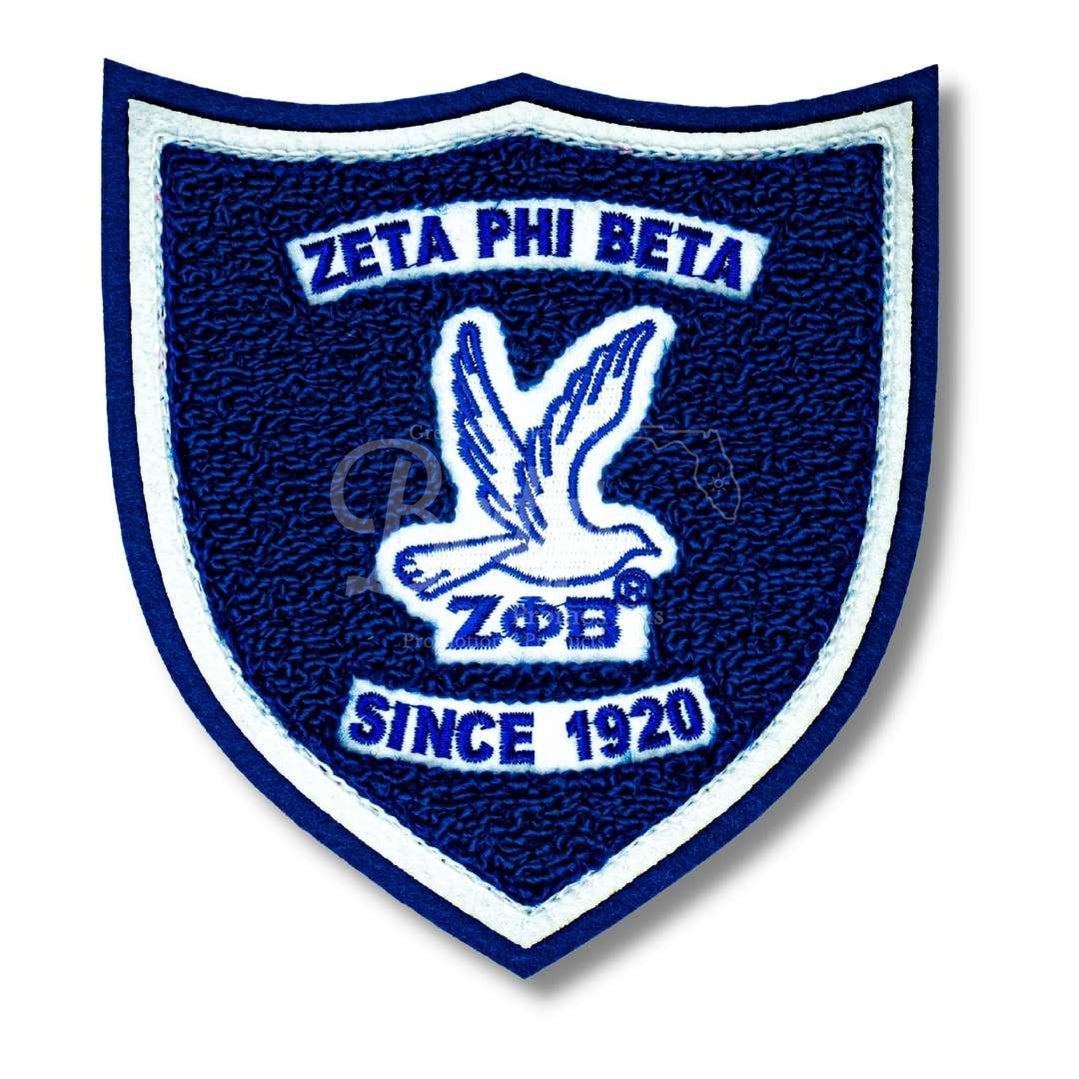 Zeta Phi Beta ΖΦΒ Embroidered Crest Chenille PatchBlue-Betty's Promos Plus Greek Paraphernalia