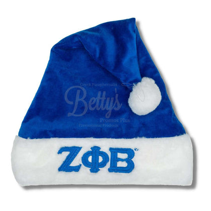 Zeta Phi Beta ΖΦΒ Embroidered Greek Letters Deluxe Santa HatBlue-Betty's Promos Plus Greek Paraphernalia